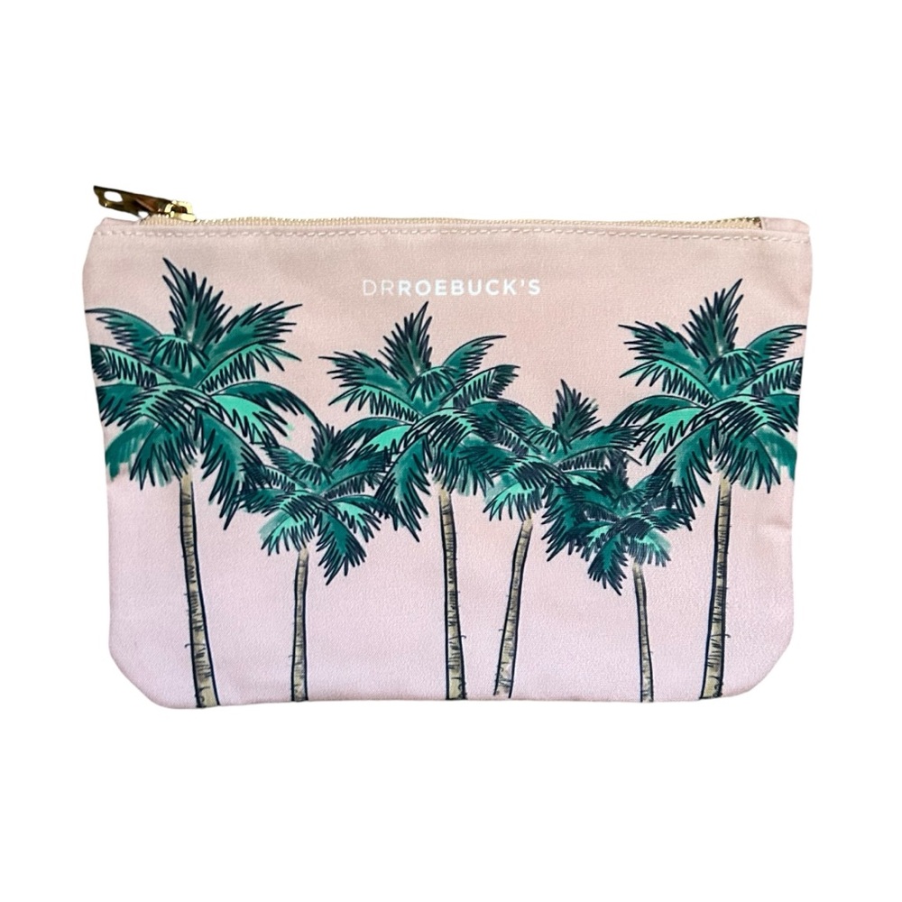 Dr. Roebucks Pink Palm Tree Print Travel Makeup Pouch Cosmetic Bag Vacation